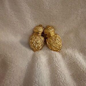 Vintage Gold Plated Pine Cone Clip On Earrings